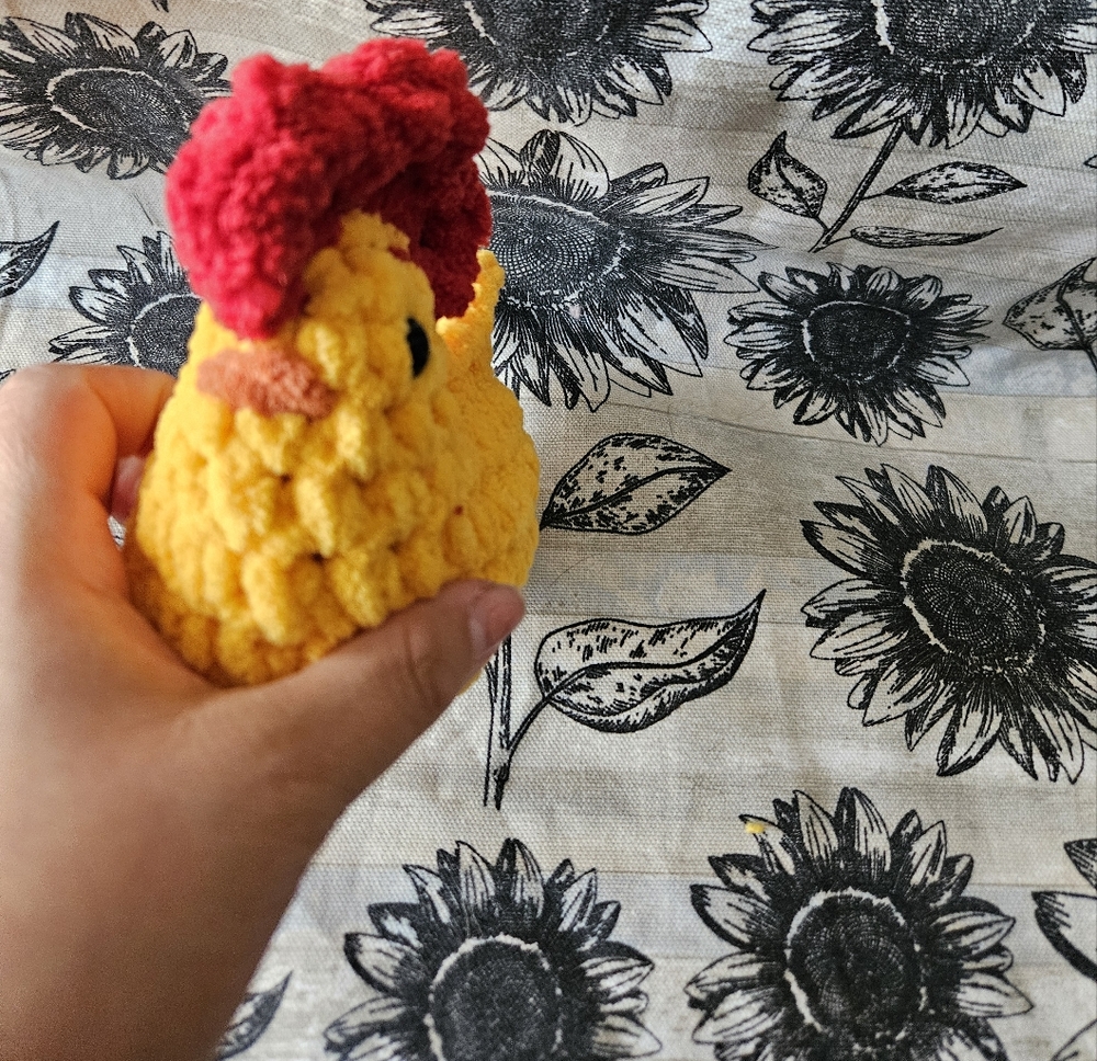 Crochet Yellow Chicken Rooster Amigurumi Plushie - Picture 2 of 6